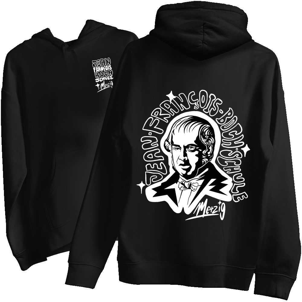 14.3.1 BOCH SCHULE JFBS KOPF DRUCK WEISS Strickwaren, Pullover, Sweatshirt, Kapuzenpulli, Person